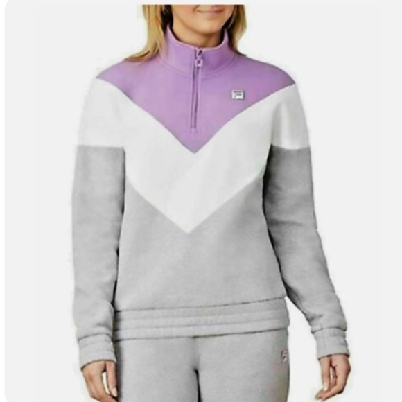 Fila Tops - 🆕 FILA purple gray 3/4 zip sweatshirt hoodie jacket